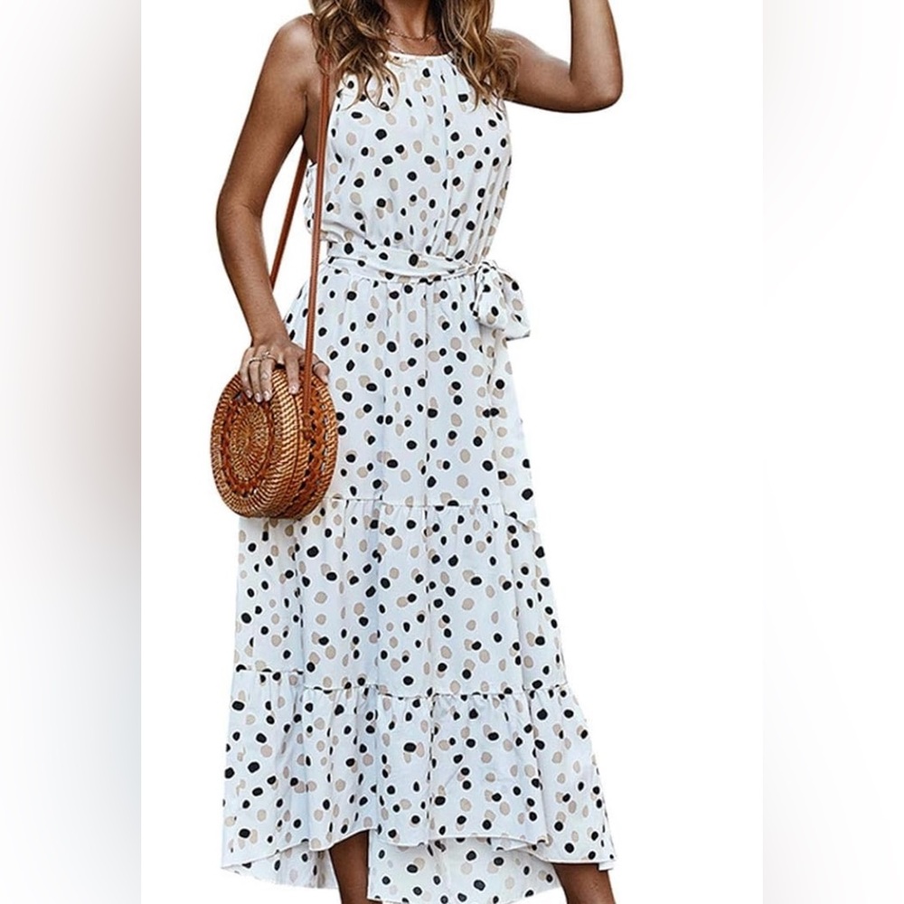 White Polka Dot Maxi Dress
